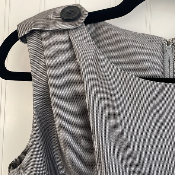 Calvin Klein Silver Metallic Sleeveless Sheath Dress Button Details Pleated 4 - Picture 6 of 14